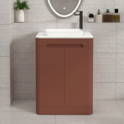 Royal Bathrooms Venice 600mm Terracotta Clay Freestanding Bathroom Countertop Vanity Unit 2 Door With Qubix Basin - thumbnail 1