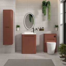 Royal Bathrooms Venice 600mm Terracotta Clay Freestanding Bathroom Countertop Vanity Unit 2 Door With Qubix Basin - thumbnail 4