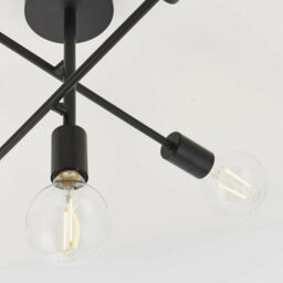 Semi Flush Ceiling Lamp Matt Black 5X Multi Light Industrial Straight Pendant - thumbnail 3