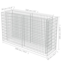 Berkfield Gabion Raised Bed Galvanised Steel 180X50X100 Cm - thumbnail 8