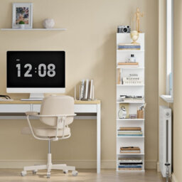 Sobuy Bookcase With 10 Shelves 11.8X12.8X57.8 Inch Load Capacity 60 Kg Str14-H-W - White - thumbnail 6
