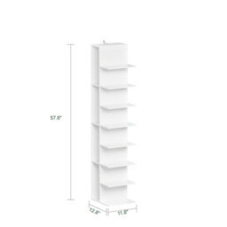 Sobuy Bookcase With 10 Shelves 11.8X12.8X57.8 Inch Load Capacity 60 Kg Str14-H-W - White - thumbnail 2