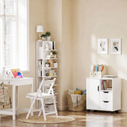 Sobuy Bookcase With 10 Shelves 11.8X12.8X57.8 Inch Load Capacity 60 Kg Str14-H-W - White - thumbnail 9
