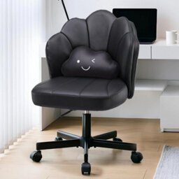Gtplayer Office Desk Chair Makeup Vanity Chair Swivel Armless Height Adjustable Bedroom Dressing Table Chairs, Pu, Black - thumbnail 3