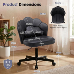 Gtplayer Office Desk Chair Makeup Vanity Chair Swivel Armless Height Adjustable Bedroom Dressing Table Chairs, Pu, Black - thumbnail 2