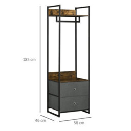 Homcom Clothes Rail, Metal Coat Stand, Garment Rack With 2 Fabric Storage Drawer - thumbnail 3