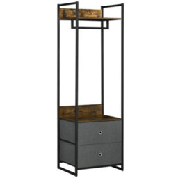 Homcom Clothes Rail, Metal Coat Stand, Garment Rack With 2 Fabric Storage Drawer - thumbnail 2