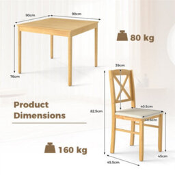 3-Piece Dining Table Set Wooden Square Kitchen Table With 2 Chairs - thumbnail 2