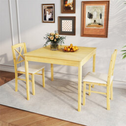 3-Piece Dining Table Set Wooden Square Kitchen Table With 2 Chairs - thumbnail 6