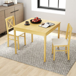 3-Piece Dining Table Set Wooden Square Kitchen Table With 2 Chairs - thumbnail 5