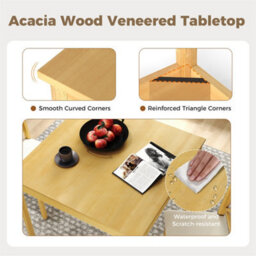 3-Piece Dining Table Set Wooden Square Kitchen Table With 2 Chairs - thumbnail 4