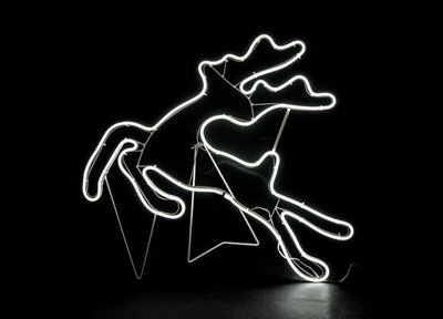 Shatchi Jumping Reindeer Neon Effect Rope Light Silhouette Double Side 90 Cool White Leds Christmas Outdoor - image 1