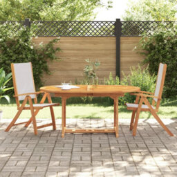 Folding Garden Chairs 2 Pcs Solid Wood Acacia And Textilene - Cushion Not Included - thumbnail 1