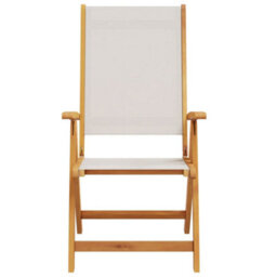 Folding Garden Chairs 2 Pcs Solid Wood Acacia And Textilene - Cushion Not Included - thumbnail 4