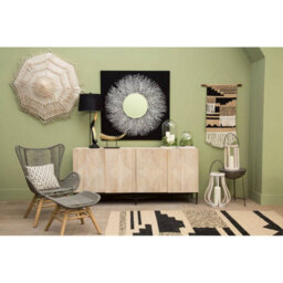 Orsina Large Trenza Rug, Handcrafted Urban Tribe Area Rug With Braid Detail, Neutral Sand & Black Wool Blend Carpet - thumbnail 3