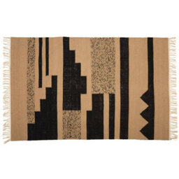 Orsina Large Trenza Rug, Handcrafted Urban Tribe Area Rug With Braid Detail, Neutral Sand & Black Wool Blend Carpet - thumbnail 1