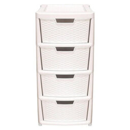 STAR SUPPLIES Cream 4 Drawer Spacious Rattan Effect Storage Unit For Home & Office