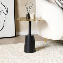 Beliani Black Gold 36Cm Round Metal Side Table - Sculptural Geometric End Table - thumbnail 2