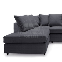 Furnishings For Less UK Casper Soft Chenille Fabric 3 To 4 Seater L Shaped Corner Sofa Black Left Hand Facing - Scatter Back - thumbnail 3