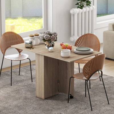 Homcom 80-140 Cm Folding Dining Table For 4-6 Drop Leaf Table Natural - image 1