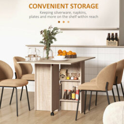 Homcom 80-140 Cm Folding Dining Table For 4-6 Drop Leaf Table Natural - thumbnail 5