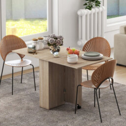 Homcom 80-140 Cm Folding Dining Table For 4-6 Drop Leaf Table Natural - thumbnail 1