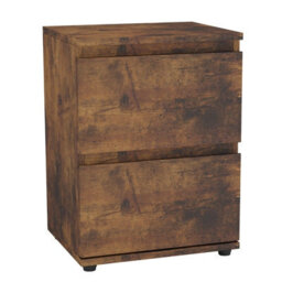 Urbn-Living Urbnliving 2 Drawer Rustic Brown Carcass With Rustic Brown Drawers Wooden Bedroom Bedside Cabinet No Handle Nightstand Side Table - thumbnail 2