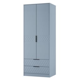 Anzio Ready Assembled Modern Matt Denim Blue 2 Drawer Tall Double Wardrobe (H)1956mm (W)766mm (D)530mm - thumbnail 3