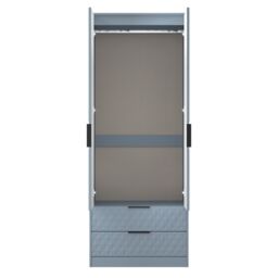 Anzio Ready Assembled Modern Matt Denim Blue 2 Drawer Tall Double Wardrobe (H)1956mm (W)766mm (D)530mm - thumbnail 8