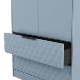 Anzio Ready Assembled Modern Matt Denim Blue 2 Drawer Tall Double Wardrobe (H)1956mm (W)766mm (D)530mm - thumbnail 6