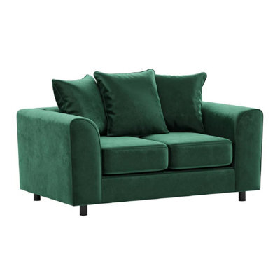 Furnishings For Less UK Brooklyn Plush Velvet Fabric 2 Seater Sofa Foam Green - image 1