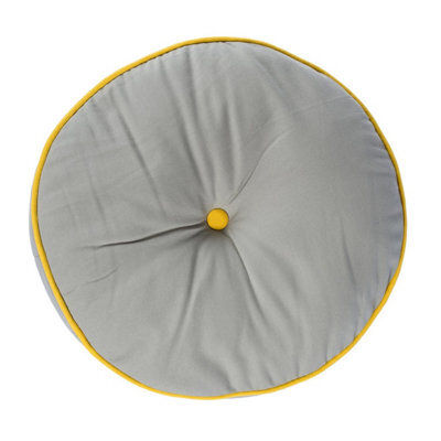 Homescapes Grey And Yellow Round Floor Cushion - image 1
