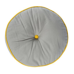 Homescapes Grey And Yellow Round Floor Cushion - thumbnail 1