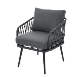 Abrihome Grey Linen 4-Seater Garden Set With Polyester Rope Sofa, Armchairs & Plastic Wood Storage Coffee Table - thumbnail 8