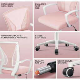 Pink Ergonomic Computer Chair With Adjustable Height - thumbnail 3