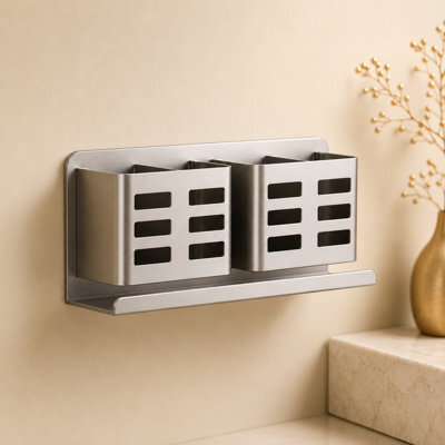 Bathroom Shelf, Punch Free Double Tier Storage Organizer, Grey - image 1