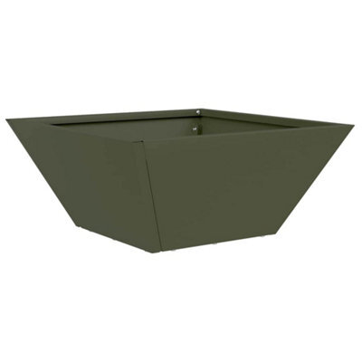 Berkfield Modern Garden Bowl Planter Olive Green 35X35X15 Cm Steel