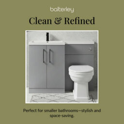 Balterley Left-Hand Bathroom Vanity And Wc Unit Combination With Basin - 1100mm - Satin Grey With Black Handles - thumbnail 7