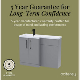 Balterley Left-Hand Bathroom Vanity And Wc Unit Combination With Basin - 1100mm - Satin Grey With Black Handles - thumbnail 6
