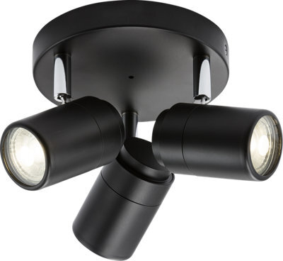 Luminosa Lighting Luminosa Gu10 Triple Spotlight - Matt Black 230V Ip44 20W - image 1