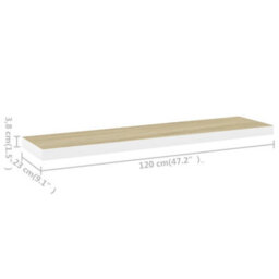 Vidaxl Floating Wall Shelves 2 Pcs Oak And White 120X23.5X3.8 Cm Mdf - thumbnail 8