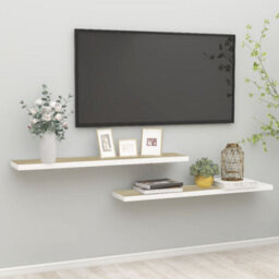 Vidaxl Floating Wall Shelves 2 Pcs Oak And White 120X23.5X3.8 Cm Mdf - thumbnail 2