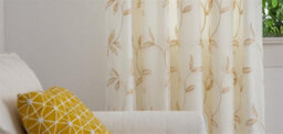 Luxury Living Leaf Embroidered Tulle Voile Curtains Ring Top Gold - thumbnail 6