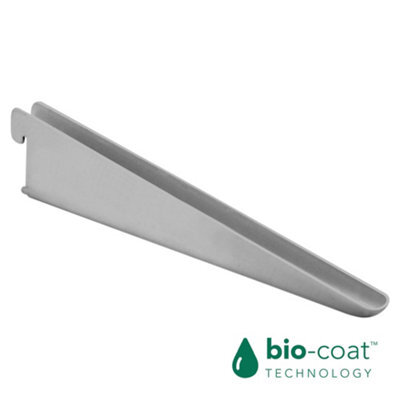 RB UK Rbuk Twin Slot Brackets 370mm Silver Antibacterial, Pack Of 10