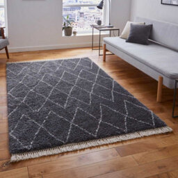 Grey Shaggy Kilim Moroccan Chequered Modern Rug For Living Room Bedroom And Dining Room-200Cm X 290Cm