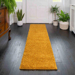 Loomed Soft Value Ochre Yellow Shaggy Runner Rug 60X230Cm - thumbnail 1