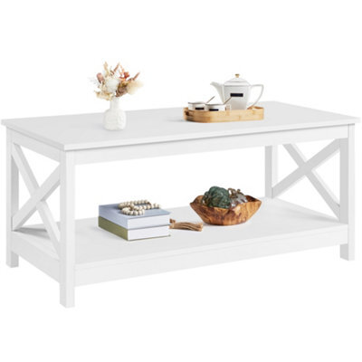 Yaheetech Modern Coffee Table With Storage Shelf For Living Room White - image 1