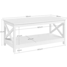 Yaheetech Modern Coffee Table With Storage Shelf For Living Room White - thumbnail 3