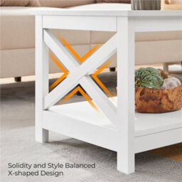 Yaheetech Modern Coffee Table With Storage Shelf For Living Room White - thumbnail 6