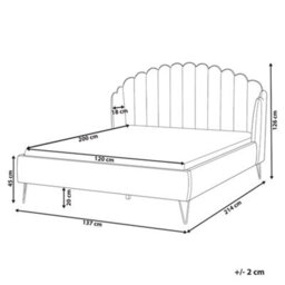 Beliani Bed Velvet Ambillou 120 X 200 Cm (Eu Small Double) Taupe - thumbnail 3
